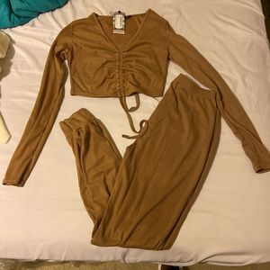 Long sleeve touched top and trouser lounge set